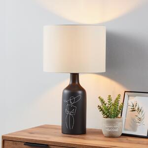 EGLO Vinoza lampă de masă, picior negru abajur alb, Negru, Camera de zi / sufragerie, Ceramică, Modern