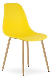 Scaun Bucatarie/Dining Velo Plus Galben Picioare Metalice Finisaj Lemn
