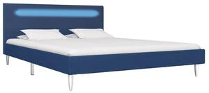 Cadru de pat cu LED-uri, albastru, 140x200 cm, material textil
