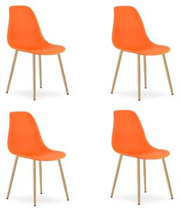 Set 4 Scaune Bucatarie/Dining Velo Plus Portocalii Picioare Metalice Finisaj Lemn