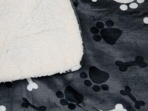 Patura de lux din microplus/blana sintetica Culoare gri, FOOT PRINT & BONE, 150x200 cm