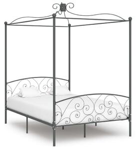 Cadru de pat cu baldachin, gri, 140 x 200 cm, metal