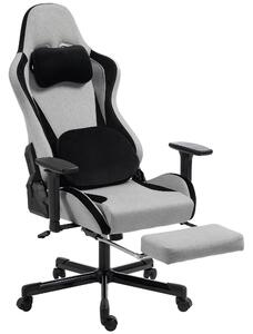 HOMCOM Scaun Gaming Ergonomic cu Masaj încălzit, Suport Picioare, Textil, Gri | Aosom Romania
