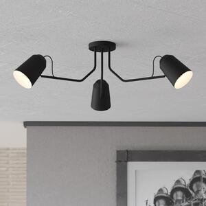 EGLO Plafonieră Loreto, cu 3 becuri, reglabil, Negru, Camera de zi / sufragerie, Metal