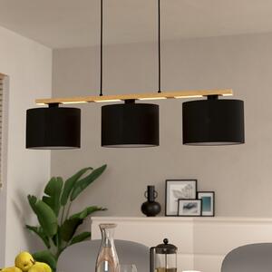 EGLO Castralvo lampă suspendată, lungime 97,5 cm, negru, 3 lumini, material, reglabil, Lemn, Camera de zi / sufragerie, Lemn
