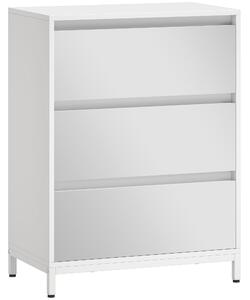 HOMCOM Comodă cu 3 Sertare și Fronturi Oglindă, Design Modern pentru Dormitor sau Hol, 60x35x80 cm, Albă | Aosom Romania