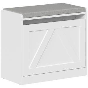 HOMCOM Bancă pantofar cu compartiment rabatabil, 60x30x52 cm, alb | Aosom Romania