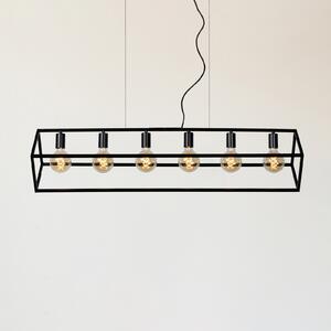 Lucide Lampă suspendată Fabian abajur metalic, 6 becuri, reglabil, Negru, Camera de zi / sufragerie, Metal, Modern