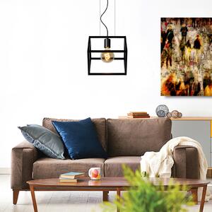Lucide Lampă suspendată Fabian cu abajur metalic, 1 bec, reglabil, Negru, Camera de zi / sufragerie, Metal, Modern