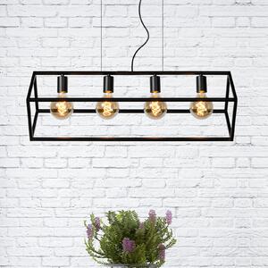 Lucide Lampă suspendată Fabian abajur metalic, 4 becuri, reglabil, Negru, Camera de zi / sufragerie, Metal, Modern