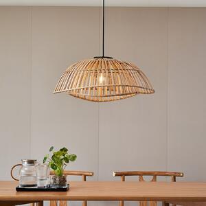 Lindby Lampă suspendată Ilajus, Ø 62 cm, bambus, E27, reglabil, Lemn, Camera de zi / sufragerie, Bamboo, Scandinavă
