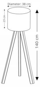 Lampa de Podea cu 3 Picioare din Lemn, Soclu E27, Max. 60W, Culoare Gri / Maro