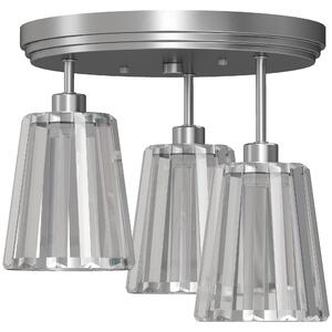HOMCOM Plafonieră LED din Cristal cu 3 Lumini, Dulii E27, fără Becuri, pentru Living, Argintie | Aosom Romania