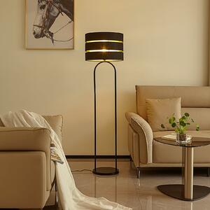 Lindby Lampă de podea Tsomo, Ø 40 cm, negru, material textil, E27, Negru, Camera de zi / sufragerie, Țesătură / Textil, Scandinavă
