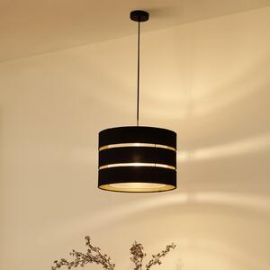 Lindby Suspensie Tsomo, Ø 40 cm, negru, material textil, E27, reglabil, Negru, Camera de zi / sufragerie, Țesătură / Textil, Scandinavă