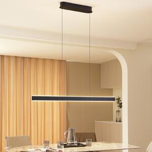 Lucande lampă suspendată LED Philine, lungime 121 cm fier negru, reglabil, Negru, Camera de zi / sufragerie, Metal, Modern