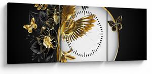 Tablou - Bile cu motive aurii (cu ceas) (90x30 cm)