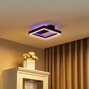 Lucande Smart LED Tjado, 30 cm, negru, RGBW, reglabil, Negru, Camera de zi / sufragerie, Metal, Modern