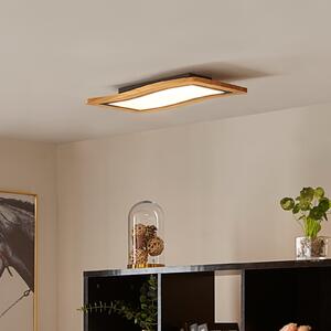 Lucande Plafonieră LED Joren, lungime 46 cm, lemn, 3.000 K, reglabil, Lemn, Camera de zi / sufragerie, Lemn, Casă de țară / Rustic