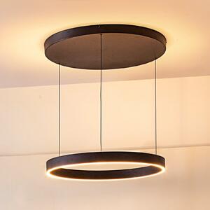 Lucande Lampă suspendată LED Philine, Ø 60 cm, negru, fier, reglabil, Negru, Camera de zi / sufragerie, Metal, Modern