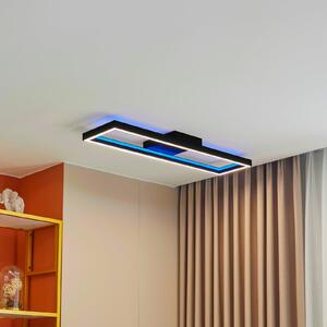 Lucande Smart LED Tjado, 100 cm, negru, RGBW, reglabil, Negru, Camera de zi / sufragerie, Metal, Modern