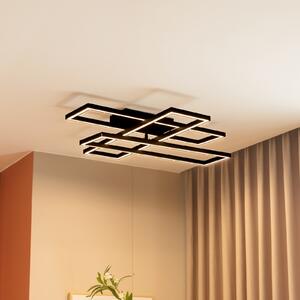 Lucande Plafonieră cu LED Tjado, 94 cm lungime, negru, metal, reglabil, Negru, Camera de zi / sufragerie, Metal, Modern