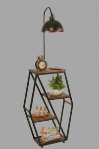 Lampa de Podea cu Suport de Carti - Symbol, Soclu E27, Max. 60W, Culoare Lemn de Nuc
