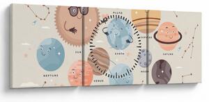 Tablou - Planete cu nume (cu ceas) (90x30 cm)