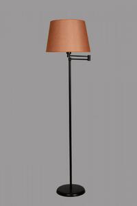 Lampa de Podea Almina cu Abajur Portocaliu din Tesatura, Soclu E27, Max. 60W, Culoare Negru / Portocaliu