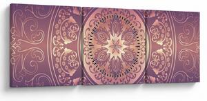Tablou - Mandala pe gradient violet (cu ceas) (90x30 cm)