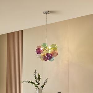 Lucande Lampă suspendată Diborah, Ø 40 cm, colorată, sticlă, G9, reglabil, Multicolor, Camera de zi / sufragerie, Sticlă, Design