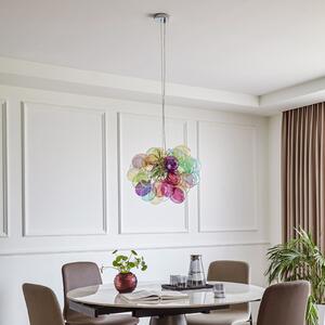 Lucande Lampa suspendată Diborah, Ø 50 cm, colorată, sticlă, G9, reglabil, Multicolor, Camera de zi / sufragerie, Sticlă, Design
