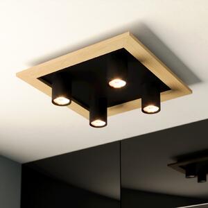 EGLO Valcasotto 1 plafonieră LED cu 4 spoturi, Negru, Camera de zi / sufragerie, Metal, Plafon cu flacără multiplă
