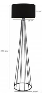 Lampa de Podea cu Abajur din Tesatura AYD-3042, Soclu E27, Max. 60W, Culoare Negru