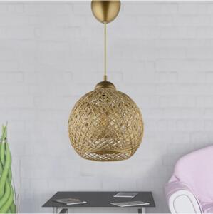 Lustra cu Abajur din Bumbac DL345, Soclu E27, Max. 60W, Culoare Auriu