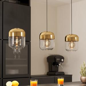 EGLO Maryvilla lampă suspendată auriu/clar 3 bec, reglabil, Auriu / Alamă, Camera de zi / sufragerie, Sticlă, Modern