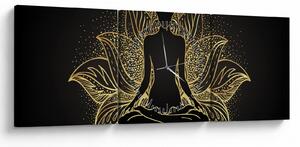 Tablou - Silueta într-o floare de lotus (cu ceas) (90x30 cm)