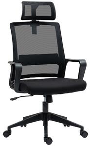 HOMCOM Scaun de Birou Ergonomic cu Tetieră, Înălțime Reglabilă și Funcție de Balansare, 60x64x102-112 cm, Negru | Aosom Romania
