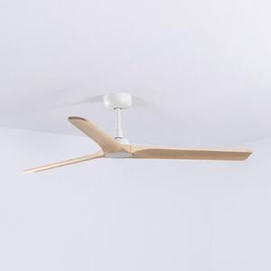 FARO BARCELONA Ventilator de tavan Heywood M, DC alb/lemn deschis, Alb, Camera de zi / sufragerie, Lemn, Modern
