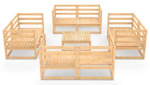 Set mobilier relaxare de grădină, 9 piese, lemn masiv de pin