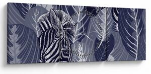Tablou - Zebre între frunze (cu ceas) (90x30 cm)