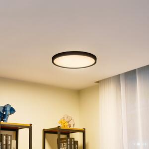Lindby Smart plafonieră cu LED Pravin, Ø 40 cm, CCT, negru, reglabil, Negru, Camera de zi / sufragerie, Plastic, Modern