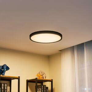 Lindby Smart plafonieră cu LED Pravin, Ø 50 cm, CCT, negru, reglabil, Negru, Camera de zi / sufragerie, Plastic, Modern