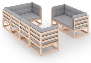 Set mobilier de grădină cu perne, 7 piese, lemn masiv de pin