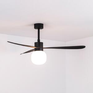 FARO BARCELONA Ventilator de tavan Amelia Ball lampă LED negru, reglabil, Negru, Camera de zi / sufragerie, Plastic, Modern
