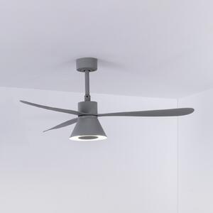 FARO BARCELONA Ventilator de tavan Amelia Cone, lampă LED gri, reglabil, Gri, Camera de zi / sufragerie, Plastic, Modern
