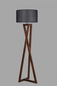 Lampă de Podea din Lemn de Nuc Maçka cu Abajur Tip Cilindru, Soclu E27, Max. 60W, Culoare Nuc / Negru