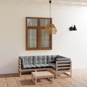 Set mobilier de grădină, 5 piese, cu perne, lemn masiv de pin