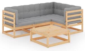Set mobilier de grădină, 5 piese, cu perne, lemn masiv de pin