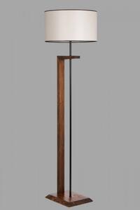 Lampa de Podea din Lemn de Brad, Soclu E27, Max. 60W, Culoare Nuc / Crem